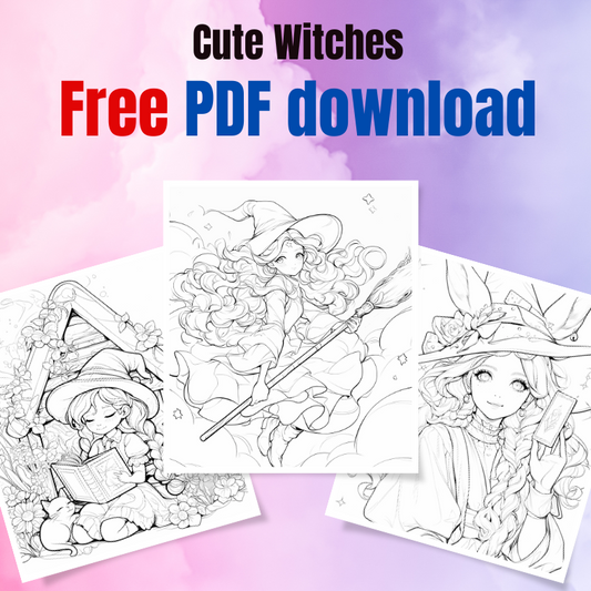 Cute Witches Free Pages Download| Cute Little witches in cozy and enchanting fantasy land